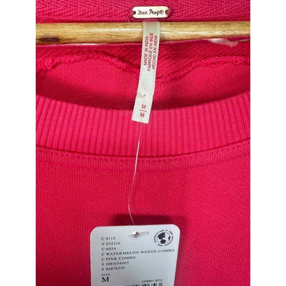 Free People Eleanor Layered Sweatshirt Mini Dress Size Medium Watermelon Wedge - Picture 6 of 9
